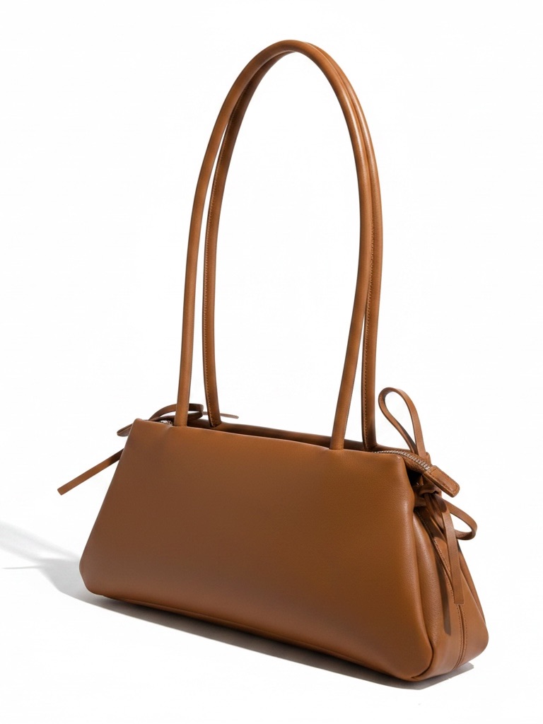 Nwt Madison West Julia Bow Shoulder Bag Tan Cognac East West Purse